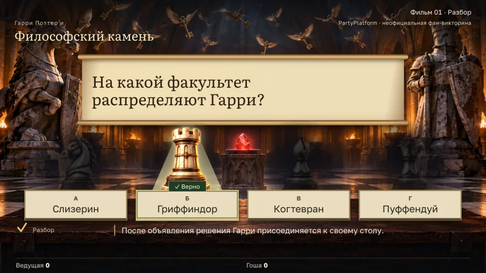 Табло выпуска: разбор второго вопроса «Гарри Поттер и философский камень»