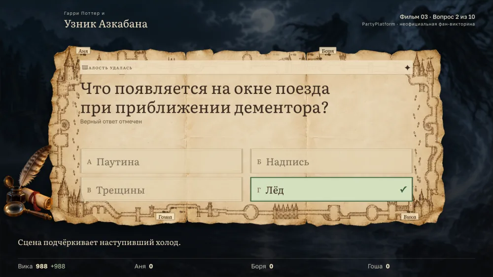 Табло выпуска: разбор второго вопроса «Гарри Поттер и узник Азкабана»