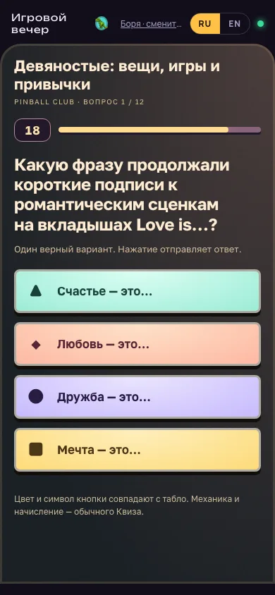 Телефон игрока: варианты ответа «Девяностые: вещи, игры и привычки»