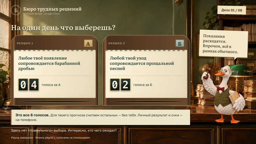 Общее табло «Из двух зол» на телевизоре